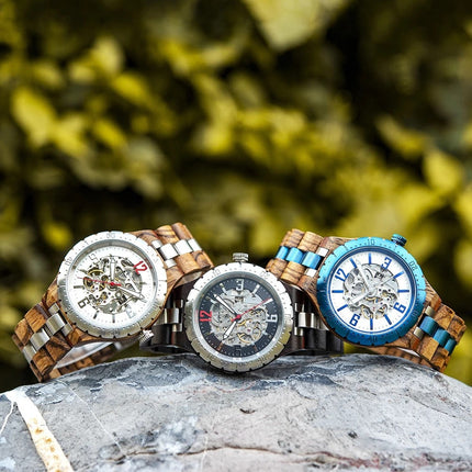 Luxus-Herrenuhr aus Holz mit automatischem mechanischem Mechanismus