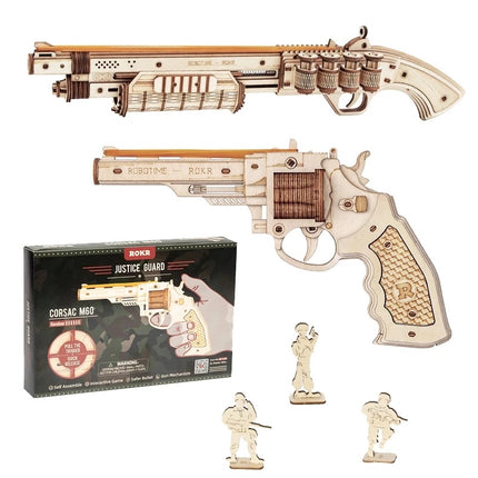 Robotime ROKR Revolver Gun Model Toys 3D Wooden Puzzle Games Crafts Gift For Children