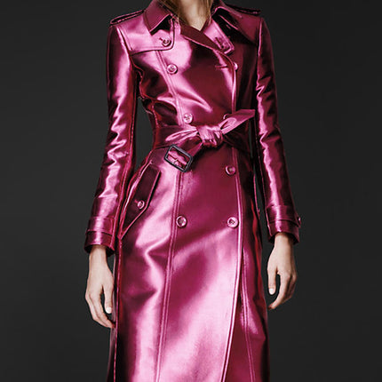 Women's Leather High Fashion Coat Slim Fit