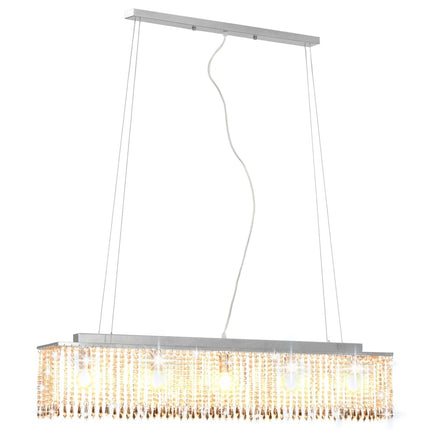 Ceiling Light with Crystal Beads Silver 104 cm E14
