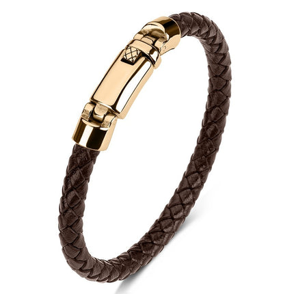 Hand-woven Leather Stainless Steel  Men And Women Bracelet