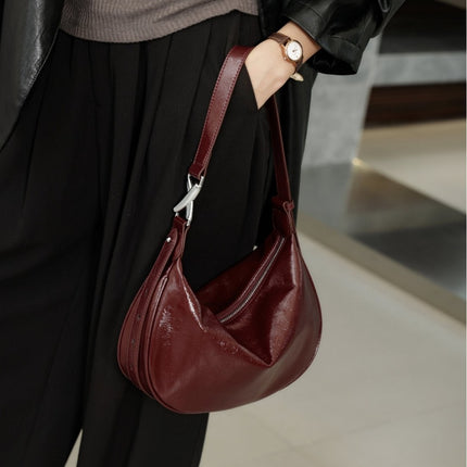 Crossbody Oil Wax Leather Bucket Bag