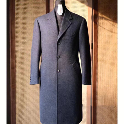 Men's Double Breasted Medium Length Pure Cashmere Coat