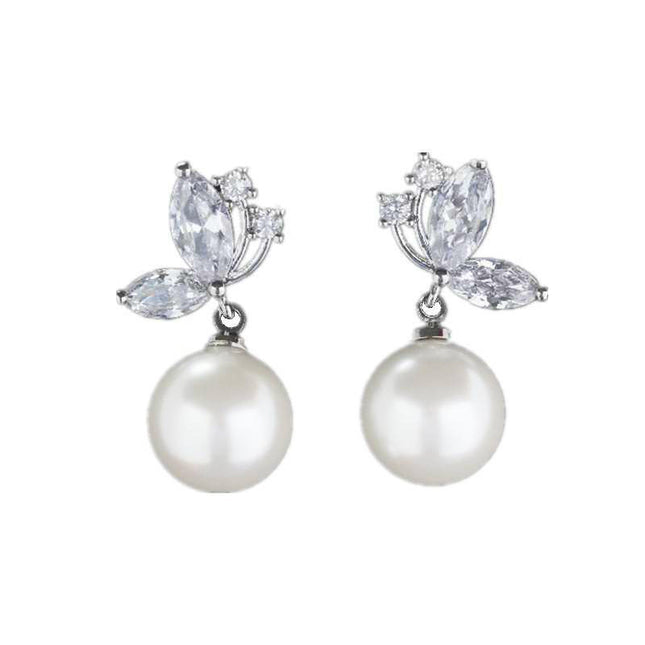 Light Luxury High-grade Rhinestone Butterfly Pearl Earrings