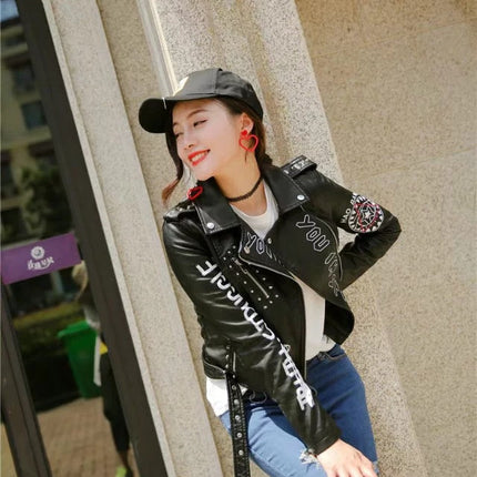 Lady Black Leather Jackets Coats