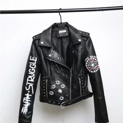 Lady Black Leather Jackets Coats