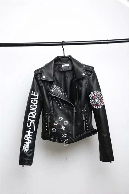 Lady Black Leather Jackets Coats