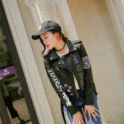 Lady Black Leather Jackets Coats