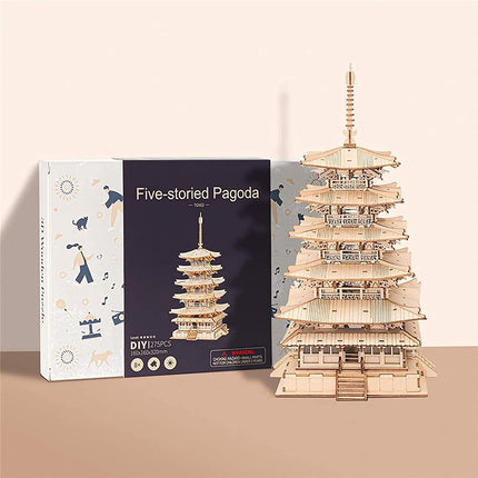 Robotime Five-storied Pagoda 3D Wooden Puzzle