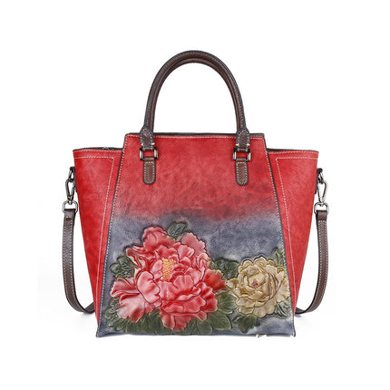 Cowhide Embossed And Polished Color Large Capacity  Handbag