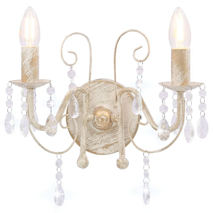 wall light with antique beads, 2 x E14 sockets