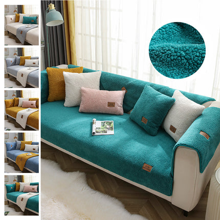 Modern Solid Color Winter Lamb Wool Sofa Towel Thicken Plush