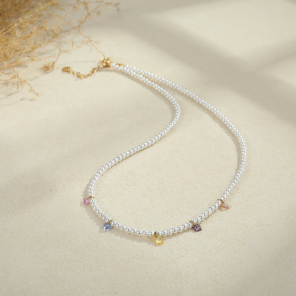 Colorful Zircon Pearl Necklace Exquisite Light Luxury