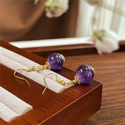 Amethyst Earrings Light Agate