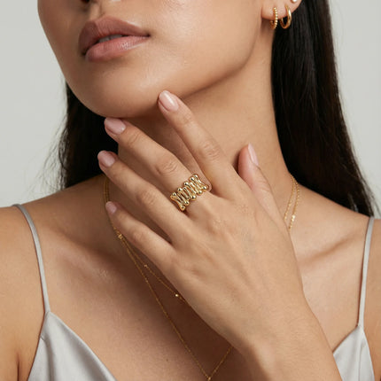 Golden Rope Sculpture Ring