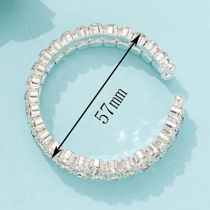 Elastic Bracelet Double Row Large Rhinestone Jewelry Wide Opening