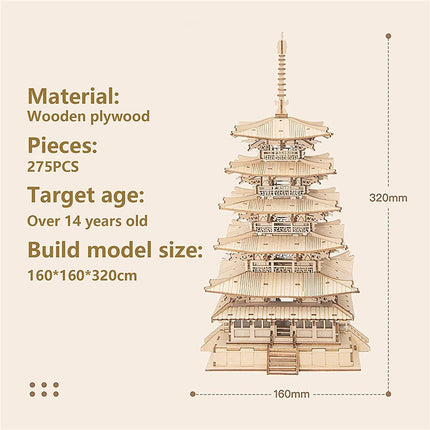 Robotime Five-storied Pagoda 3D Wooden Puzzle