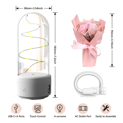Gift Rose Luminous Night Light Ornament In Glass Cover