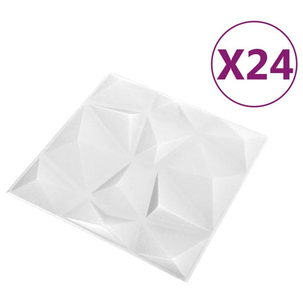 3D-Wandpaneele, 24 Stück, Diamantweiß, 6 m²