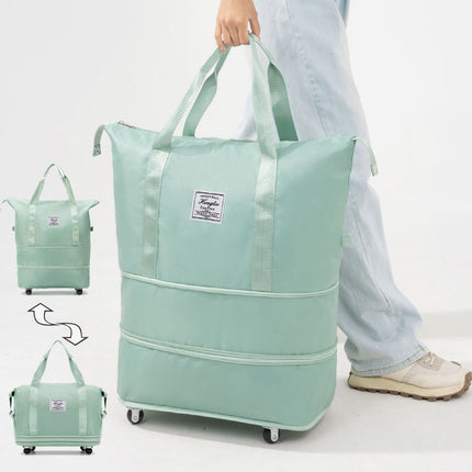 New Universal Wheel Travel Women Bag With Double-layer