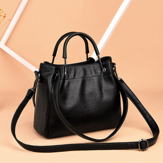 Soft Leather Retro Bucket Bag Handbag