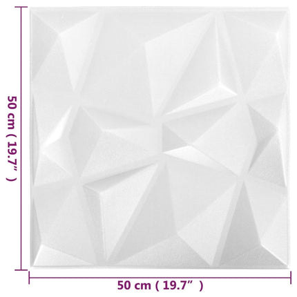 3D-Wandpaneele, 24 Stück, Diamantweiß, 6 m²
