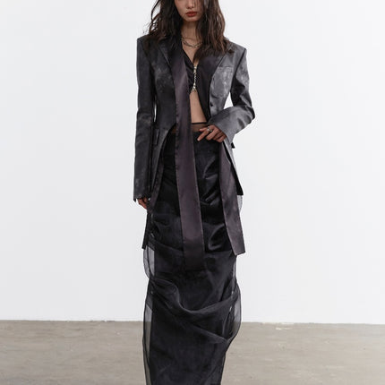 Dark Punk Smoked Ink Dyed PU Leather in Two Pieces