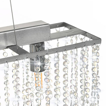 Ceiling Light with Crystal Beads Silver 104 cm E14