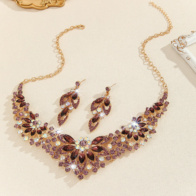 High Profile And Generous Crystal Necklace And Earrings Suite