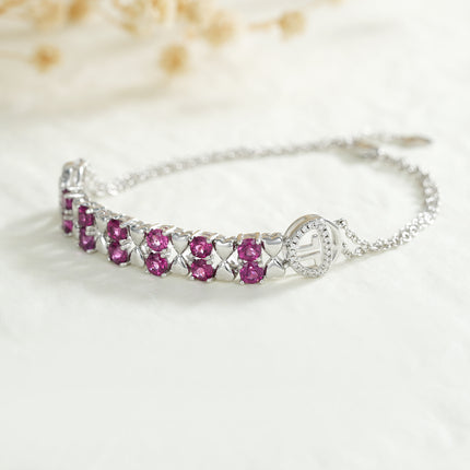 Sterling Silver Purple Garnet Bracelet