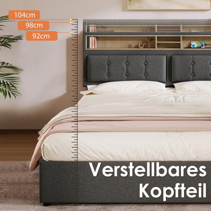 Linen Bed Frame With Slatted Frame
