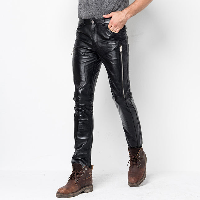 Slim Korean Version Leather Pants  for Men
