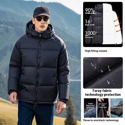 winter with this versatile white duck down coat