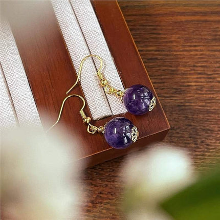 Amethyst Earrings Light Agate
