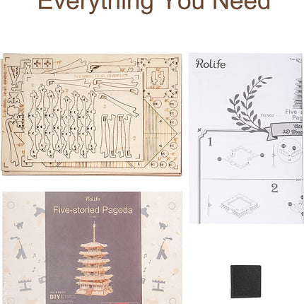 Robotime Five-storied Pagoda 3D Wooden Puzzle