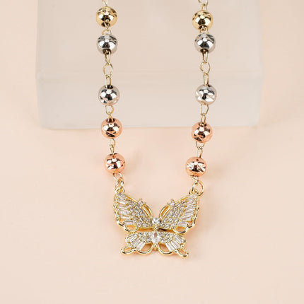 Gold Butterfly Necklace Thanksgiving Gift Zircon Inlaid Adjustable