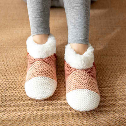 Women's Color-matching Knitted Plush Floor Socks