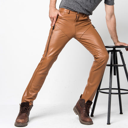 Slim Korean Version Leather Pants  for Men