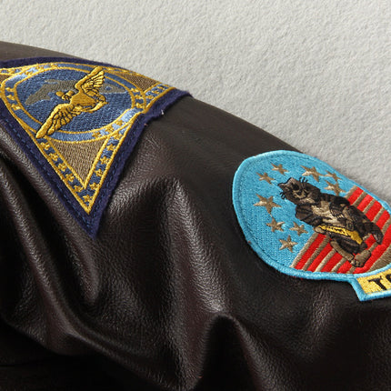 Men's Embroidered Leather Leather Motorcycle Jacket