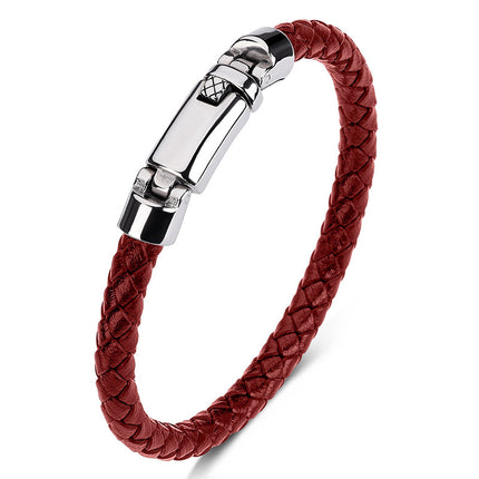 Hand-woven Leather Stainless Steel  Men And Women Bracelet