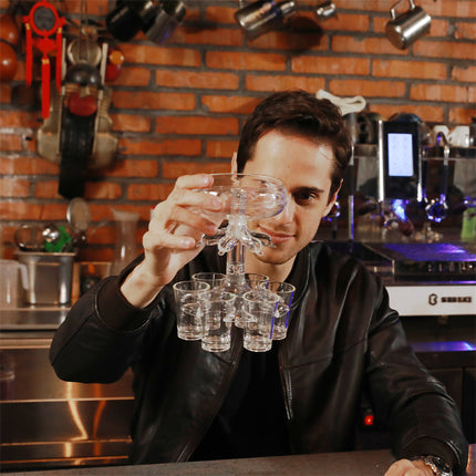 6-Shot Glass Dispenser Holder Wine Whisky Beer