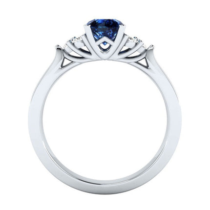 New Inlaid Sapphire Zircon Ring