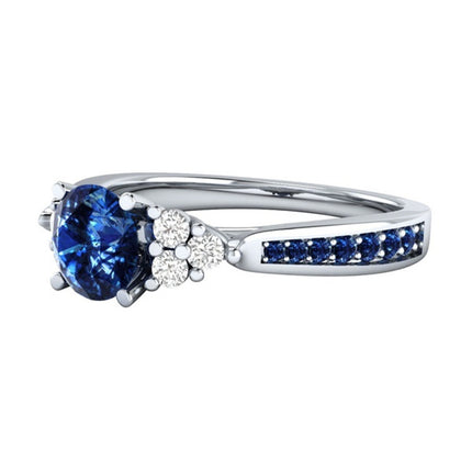 New Inlaid Sapphire Zircon Ring