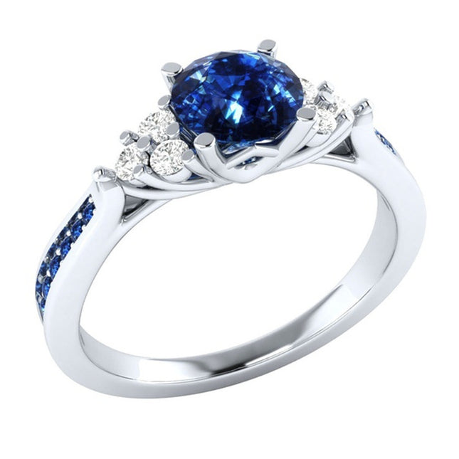 New Inlaid Sapphire Zircon Ring