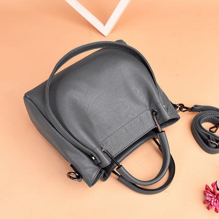 Soft Leather Retro Bucket Bag Handbag