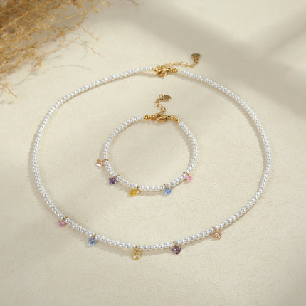 Colorful Zircon Pearl Necklace Exquisite Light Luxury