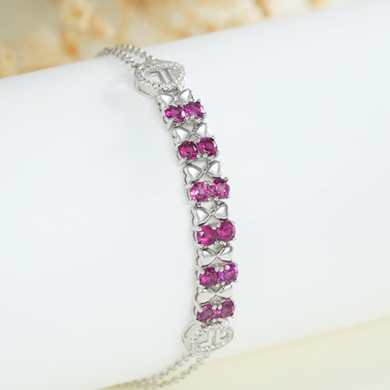 Sterling Silver Purple Garnet Bracelet