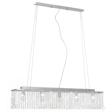 Ceiling Light with Crystal Beads Silver 104 cm E14