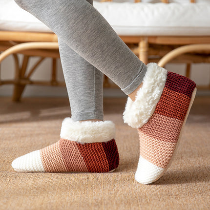 Women's Color-matching Knitted Plush Floor Socks