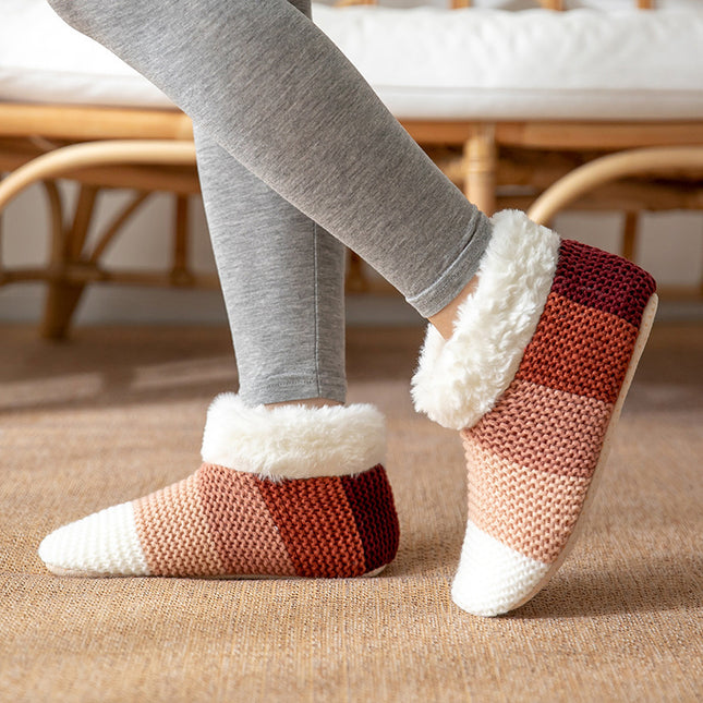 Women's Color-matching Knitted Plush Floor Socks